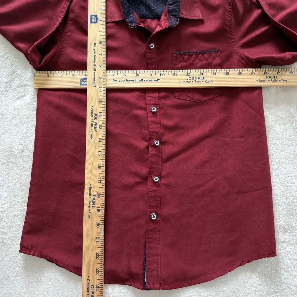 Craft + Flow Boys Cranberry Dress Shirt Button Front Long Sleeve Size 10 12 - Picture 6 of 8